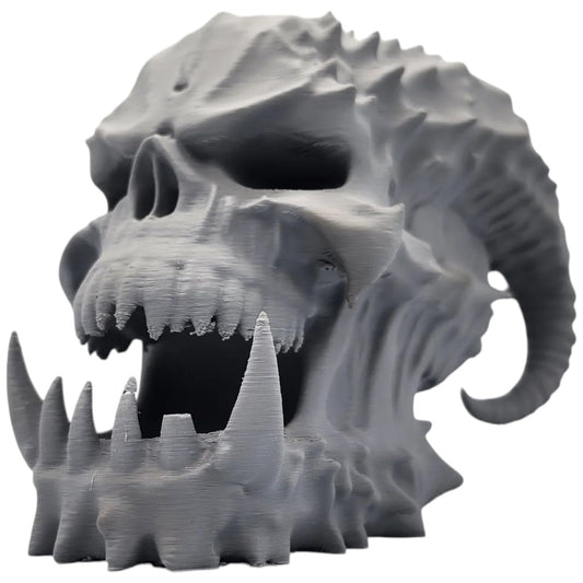 Devil’s Skull Miniature – Horned Demon Skull Terrain Piece or Display Prop for Fantasy RPGs, Dioramas & Gothic Decor – 3D Printed in Canada