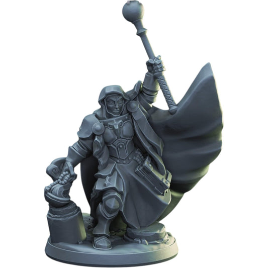 Warrior Priest Female Fantasy Miniature Statue for Tabletop RPGs, Collectors & Display – 3D Printed in Canada
