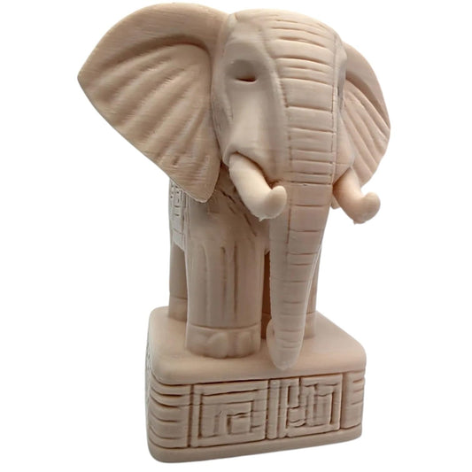 Ivory Carved-Style Elephant Figurine – 3D Printed Symbolic Animal Sculpture for Shelf Decor, Luck & Meditation Spaces – 3D Printed in Canada