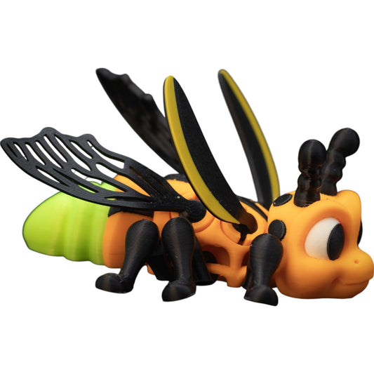 Adorable Articulated Firefly Figure – Cute Poseable Bug Collectible for Fidgeting or Display – Glows in The Dark Tail – 3D Printed in Canada