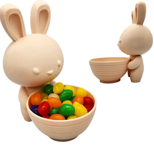 Bunny Bowl Candy Dish – Cute Rabbit Holding Snack Container for Easter, Treats, or Desk Décor – 3D Printed in Canada