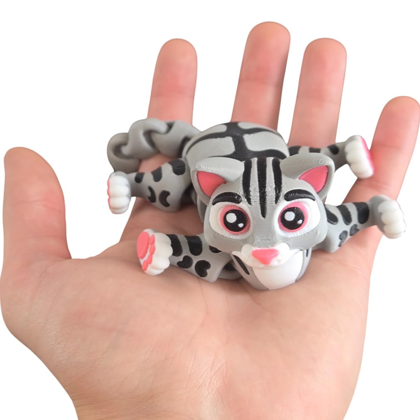 Adorable Articulated Cat Figurine – Poseable Tabby Desk Companion for Collectors & Cat Lovers – Cute Fidget Decor for Teens & Adults – 3D Printed in Canada