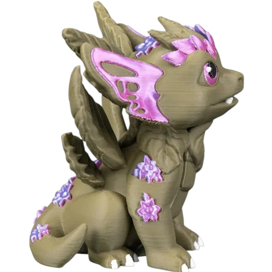 Flora The Dragon Collectible Figurine – Fantasy Creature with Pink Accents, Articulated Display Model for Teens & Adults – 3D Printed in Canada