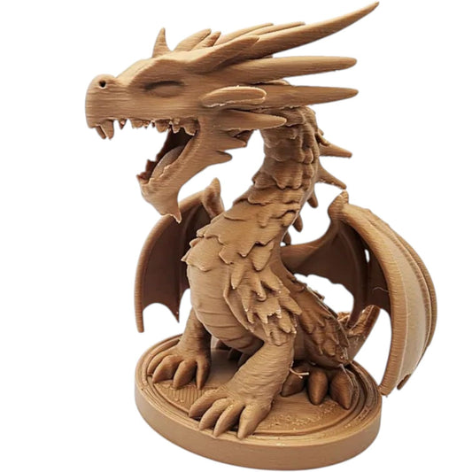 Big Mouth Dragon on Pedestal Figurine – Roaring Fantasy Sculpture with Textured Scales & Display Base – Fierce Mythical Collectible – 3D Printed in Canada