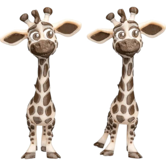 Adorable Giraffe Figurine Pair – Cute Cartoon Animal Statue Set for Desk, Shelf or Office Décor – Multicolor Collectible Gift for Teens & Adults – 3D Printed in Canada