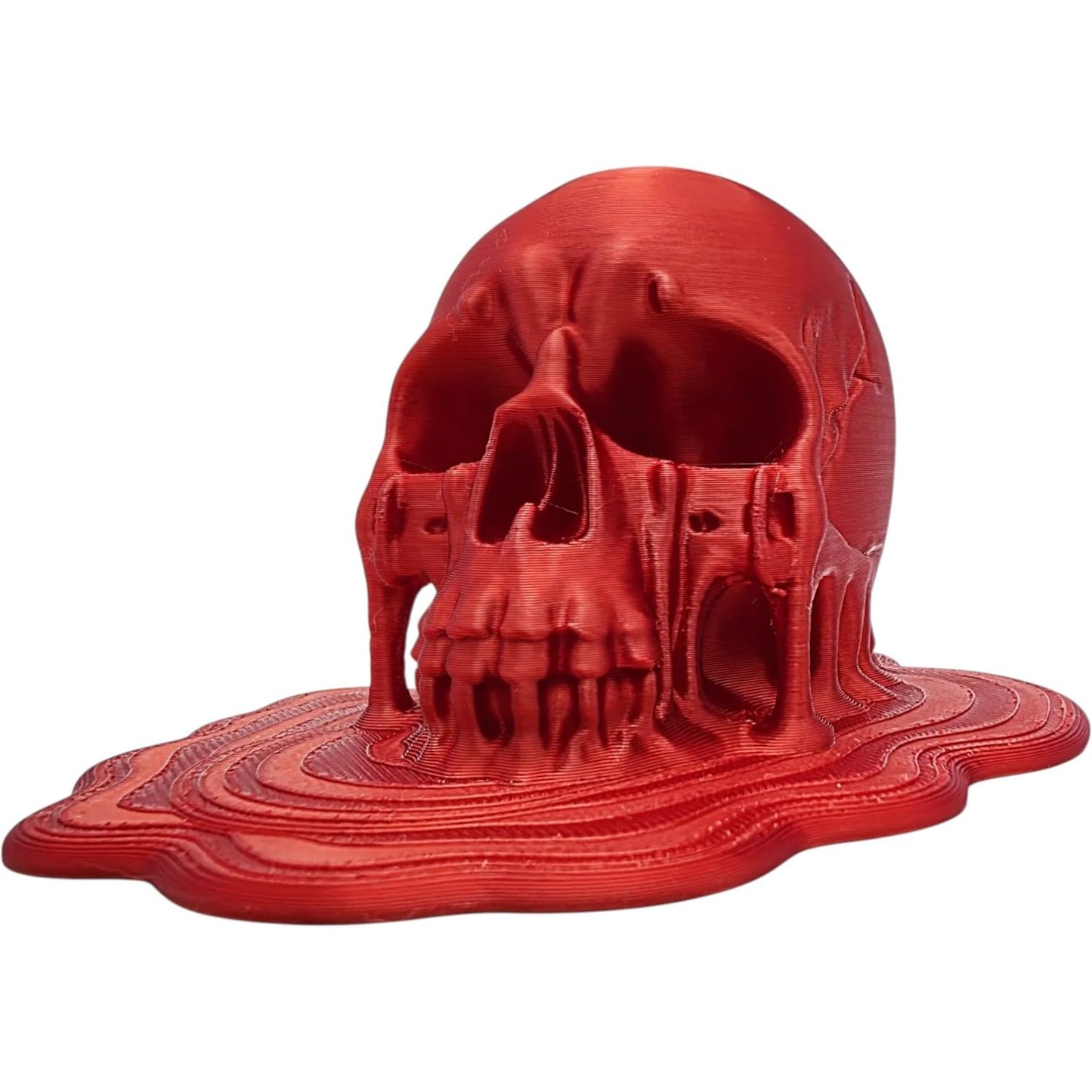 Melting Skull Decorative Sculpture – Dripping Horror Skull Halloween Prop, Creepy Resin-Style Desktop Ornament for Gothic Aesthetic, Desk Art & Spooky Décor – 3D Printed in Canada