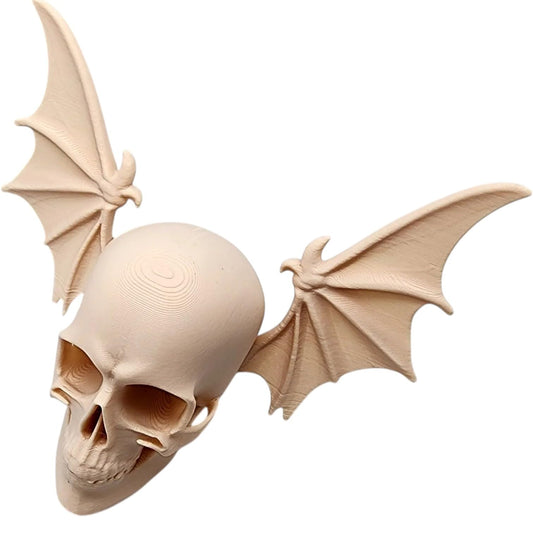 Bat-Wing Skull Statue – Fantasy Skull with Spread Wings for Gothic Decor, Dark Art Displays, or Halloween Centerpieces – 3D Printed in Canada