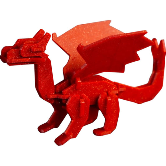 Western Dragon – 30-Part DIY Fantasy Creature Kit Card with Pop-Out Assembly & Poseable Wings – 3D Printed in Canada