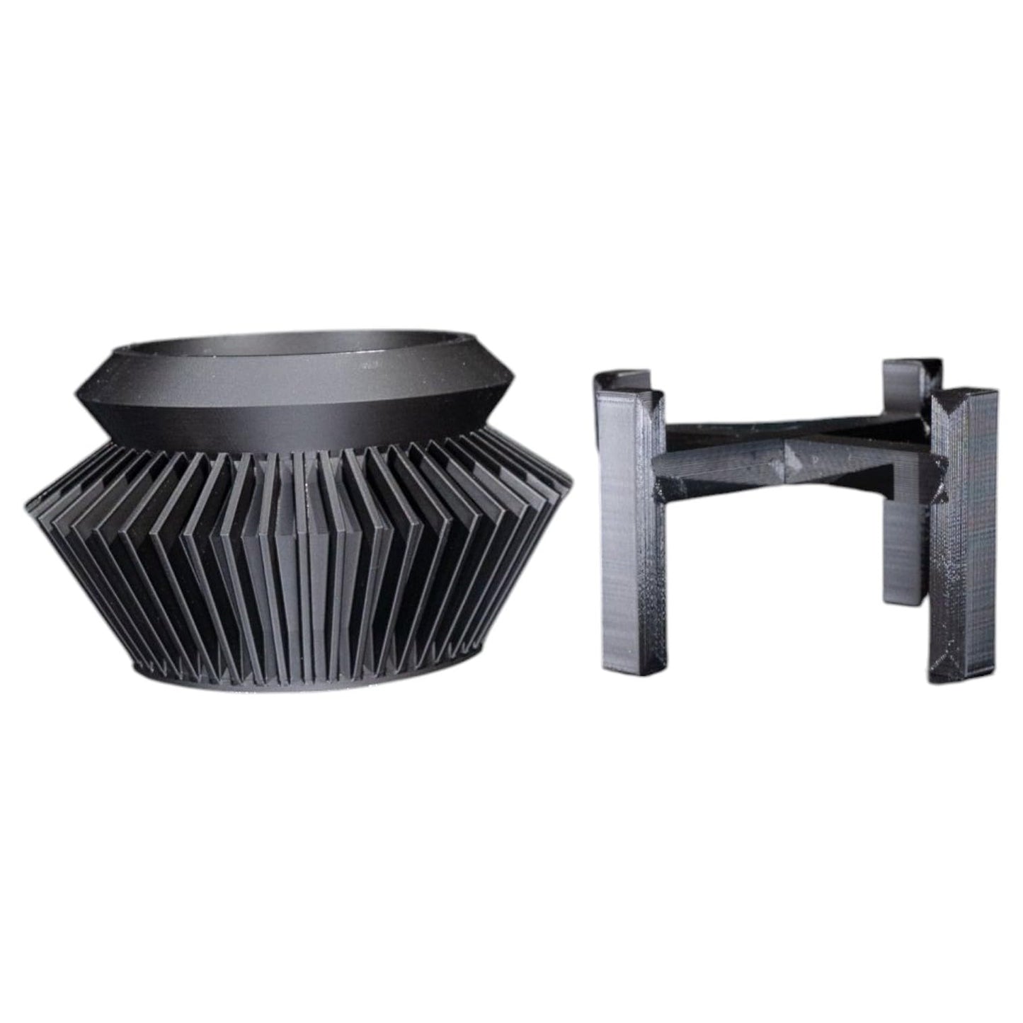 Quano Planter - Modern Geometric Planter Pot with Stand – Decorative Indoor Plant Holder for Succulents, Cacti & Faux Plants – Sleek Black Minimalist Design – 3D Printed in Canada