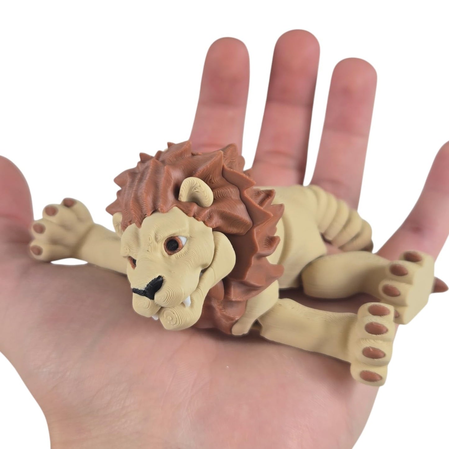 Articulated Savannah Lion Figurine – Desk Fidget for Teens & Adults – Stress Relief & Collectible – 3D Printed in Canada