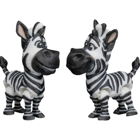 Cartoon Zebra Duo Figurines – Articulated Poseable Fidget Statues for Desk or Shelf Display – Cute Animal Collectible Gift for Teens & Adults – 3D Printed in Canada