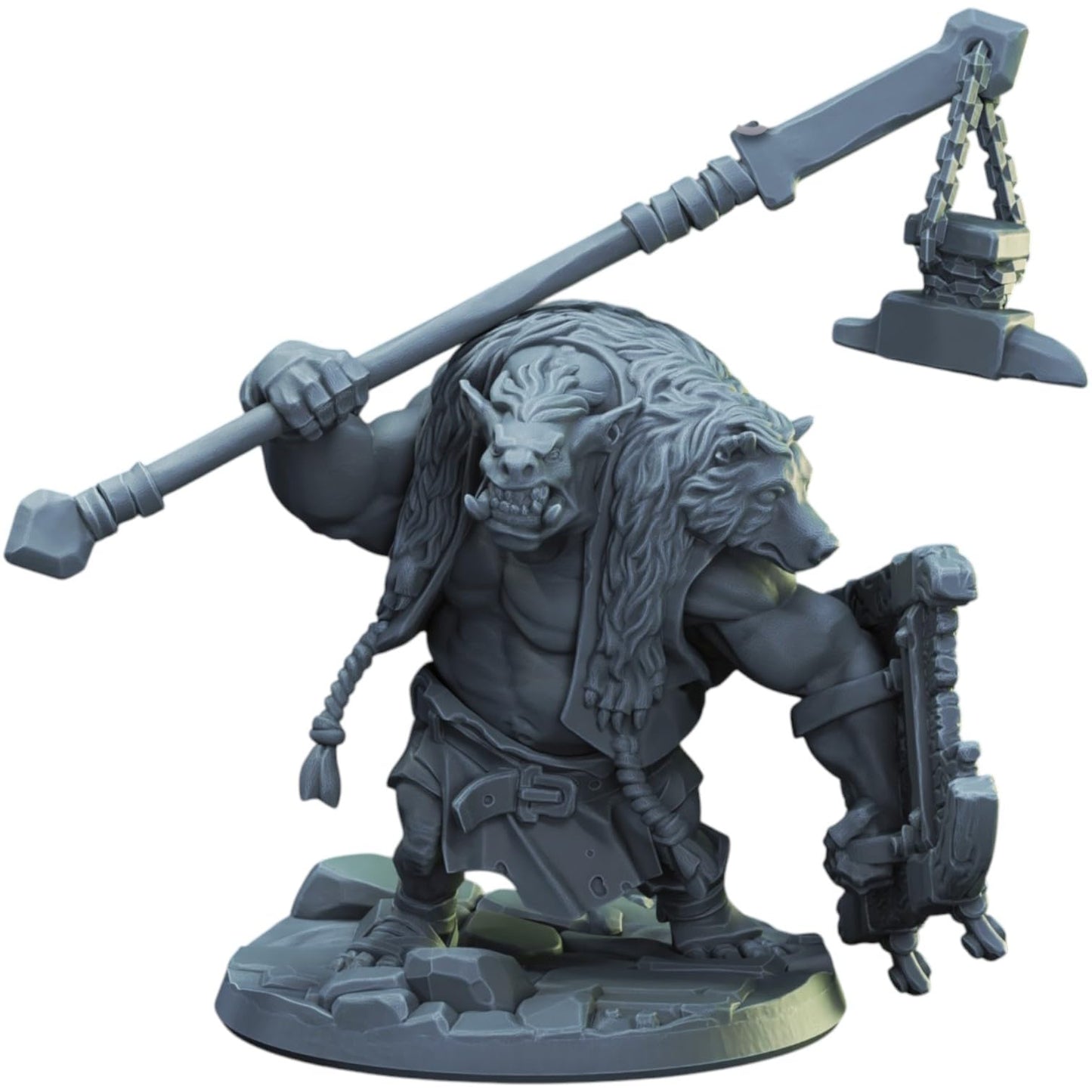 Savage Club-Wielding Ogre Barbarian Miniature for Tabletop RPGs, Fantasy Dioramas & Painting Projects – 3D Printed in Canada