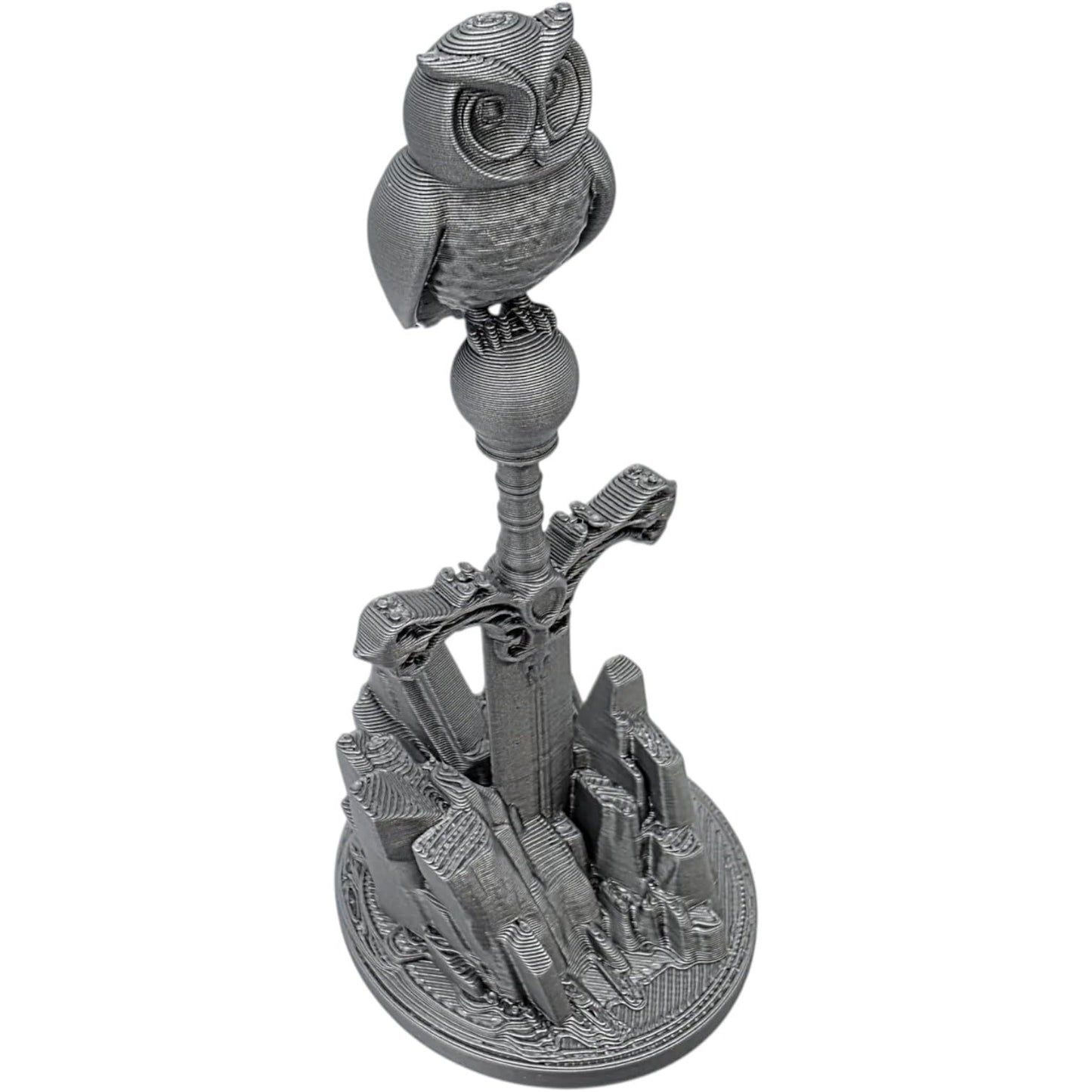 Owl on The Sword Miniature – Fantasy Owl Perched on Blade Statue for RPG Dioramas, Desk Display, or Collector Gifts – 3D Printed in Canada