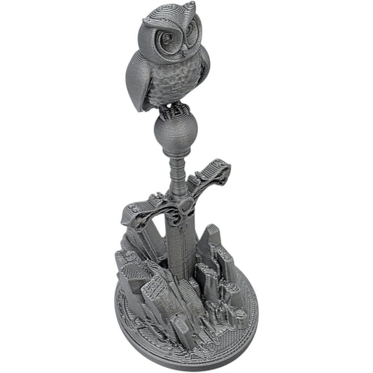 Owl on The Sword Miniature – Fantasy Owl Perched on Blade Statue for RPG Dioramas, Desk Display, or Collector Gifts – 3D Printed in Canada
