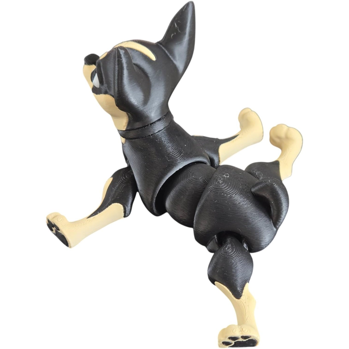 Adorable Chihuahua Puppy Figurine – Posable Fidget Dog Sculpture for Desk or Shelf Display – Black and White Cartoon Style Collectible – 3D Printed in Canada