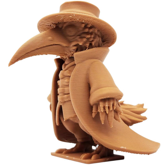 The Doctor Owl Figurine – Fantasy Plague Doctor Bird Statue – Steampunk Owl Miniature with Coat & Beak Mask – Display or Paint Model – 3D Printed in Canada
