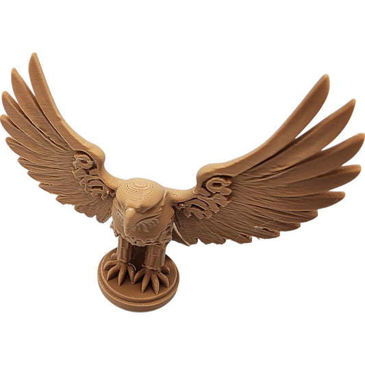 Majestic Eagle Figurine with Outstretched Wings – Wood-Look 3D Printed Bald Eagle Sculpture for Desk or Shelf Display – 3D Printed in Canada