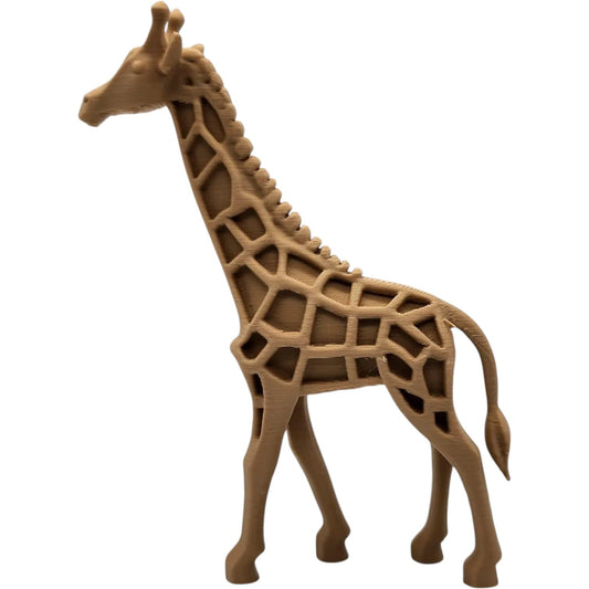 Wood-Carved Giraffe Sculpture – Elegant Animal Décor in PLA with Wood for Safari & Nature-Inspired Spaces – 3D Printed in Canada
