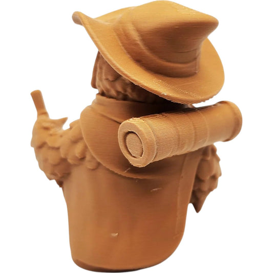 The Explorer Owl Figurine – Fantasy Owl Adventurer with Hat, Cloak & Staff – Owls & Dragons Collection – Paintable Miniature for Display or Dioramas – 3D Printed in Canada