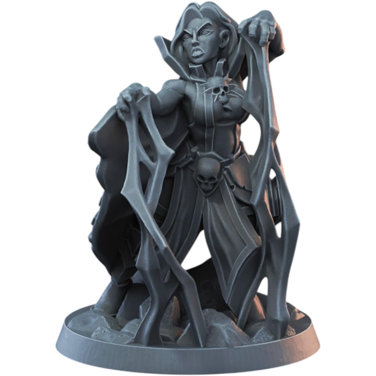 Necromancer Female Miniature for Fantasy RPGs – Dark Sorceress Figurine for Painting & Collecting – 3D Printed in Canada