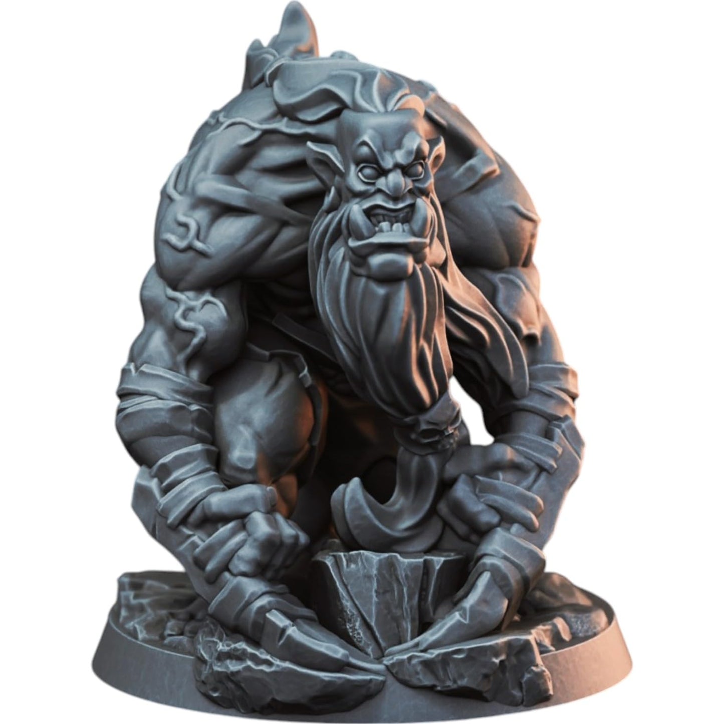 Ork Berserker Miniature Crouched Pose for Tabletop RPG, Wargaming & Painting – Fantasy Orc Warrior for Dungeon Battles & Warbands – 3D Printed in Canada