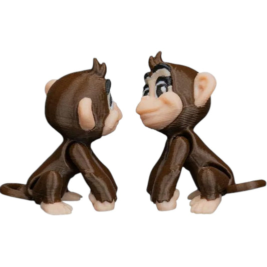 Adorable Sitting Monkey Figurine Pair – Articulated Cartoon Chimp Style Collectible for Desk or Shelf Display – Fidgetable & Fun Décor for Teens & Adults – 3D Printed in Canada