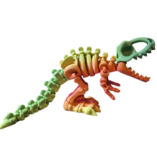 Tyrannosaurus Rex Skeleton Figurine – Articulated Dinosaur Display with Print-in-Place Joints, Desk Ornament or Collectible Gift for Adults & Teens – 3D Printed in Canada