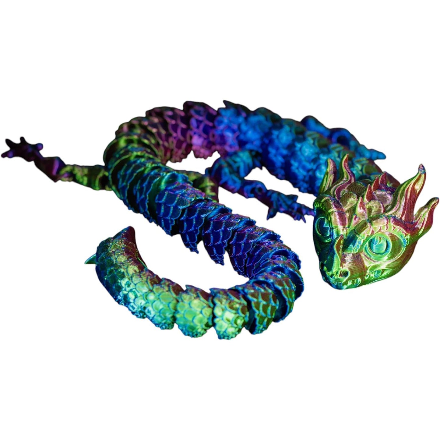 Articulated Baby Dragon Figurine – Poseable Rainbow Fantasy Creature Sculpture for Display & Collecting – 3D Printed in Canada