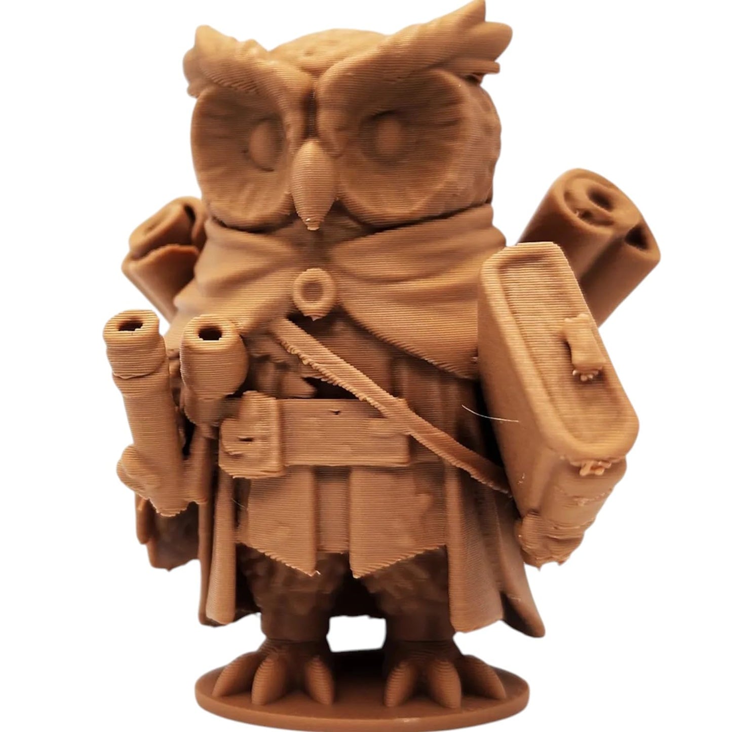 The Scholar Owl Figurine – Fantasy Owl with Scrolls, Satchels & Books – Owls & Dragons Collection – Paintable Academic Sculpture – 3D Printed in Canada