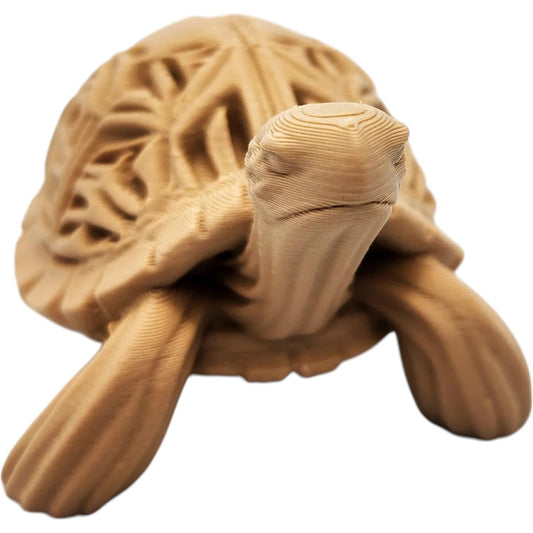 Wood Carved-Style Tortoise Figurine – Realistic 3D Printed Reptile Sculpture for Shelf Decor, Desk Display & Collectors – 3D Printed in Canada