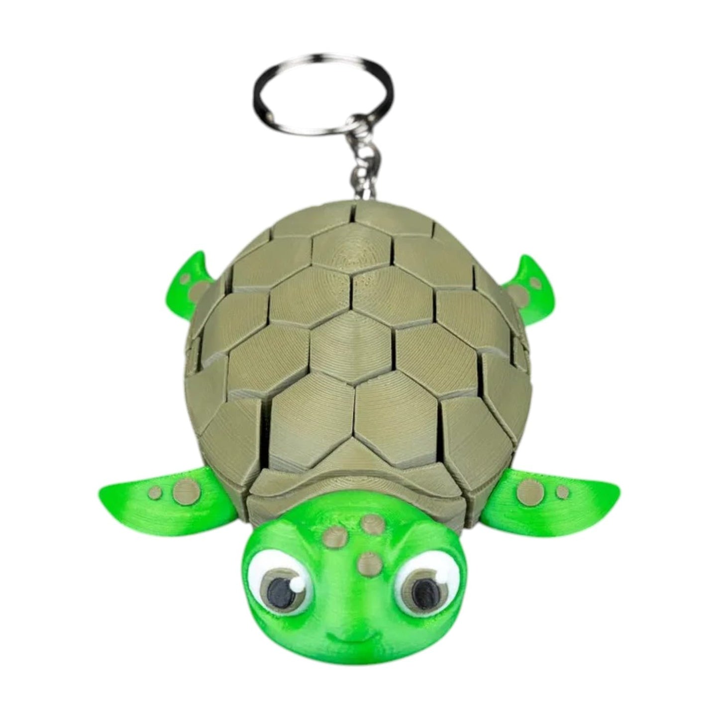 Myrtle the Turtle Fidget Keychain – Flexible Articulated Mesh Turtle Figurine for Stress Relief & Bag Charm – Cute 3D Printed Ocean Animal Accessory – 3D Printed in Canada