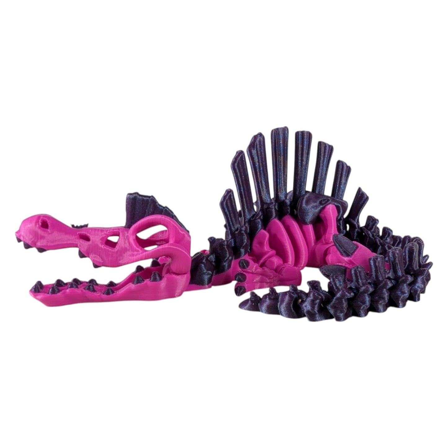 Skeleton Spinosaurus – Articulating Dinosaur Figurine – Prehistoric Collectible – 3D Printed in Canada (Cosmic Orchid)