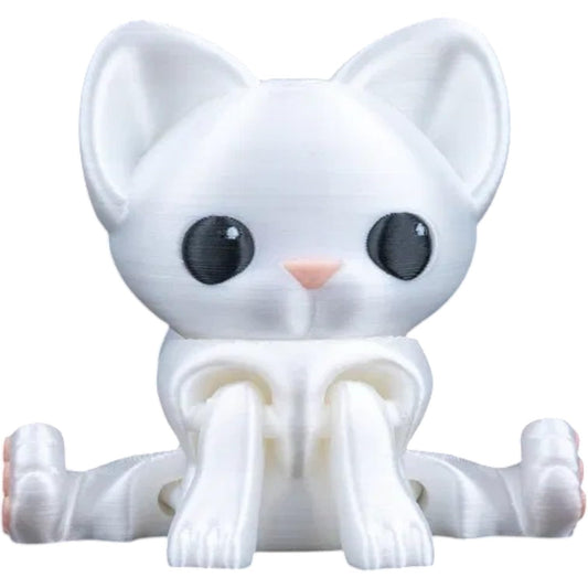 Curious Cat Fidget Toy – Articulated Sitting Kitty Figure for Desk, Shelf or Stress Relief – Poseable Collectible for Teens and Adults – 3D Printed in Canada