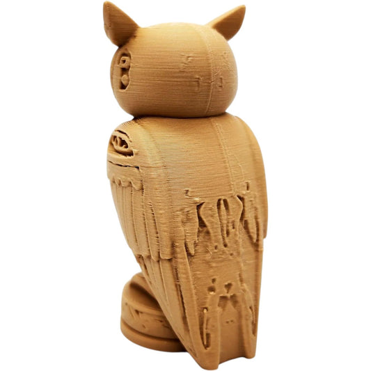 Wood-Carved Owl Totem Statue – Symbolic Decorative Sculpture in Wood PLA – 3D Printed in Canada