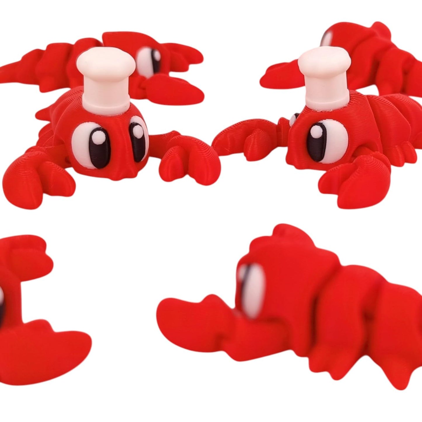 5-Pack Mini Baby Lobster Figurines – Articulated Desk Pet Ocean Crustaceans, Collectible Pocket Lobsters, Fidget Toys for Teens & Adults – 2 Inch Poseable Figures – 3D Printed in Canada