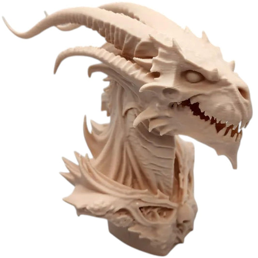 Undead Dragonlord Bust – Gothic Dragon Skull Sculpture with Bone Horns & Dark Fantasy Aesthetic – Epic Display Piece for Collectors – 3D Printed in Canada