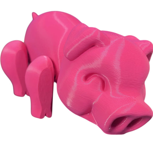 Articulated Piggy Fidget Toy – Cute Pink Pig Figurine for Desk, Display & Stress Relief – Flexible Animal Collectible for Teens & Adults – 3D Printed in Canada