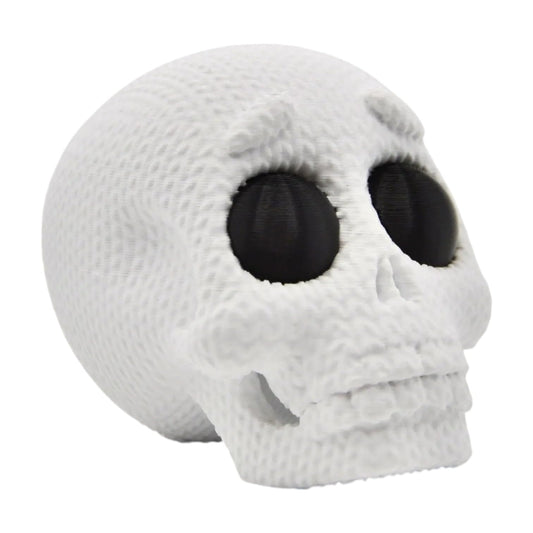 Knitted Skull Figurine – Cozy Textured Skull Decor with Plush-Inspired Look for Desk or Shelf Display – 3D Printed in Canada