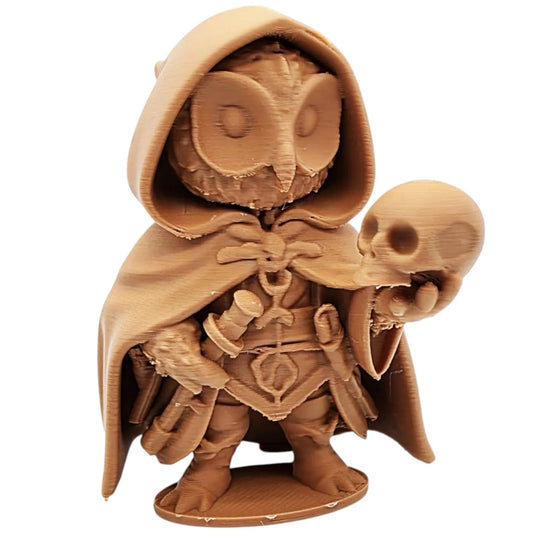 Freemason Owl Figurine – Fantasy Miniature Collectible with Skull Prop – Tabletop RPG Owl Mage Statue – Display-Ready Model for Painting & Display – 3D Printed in Canada