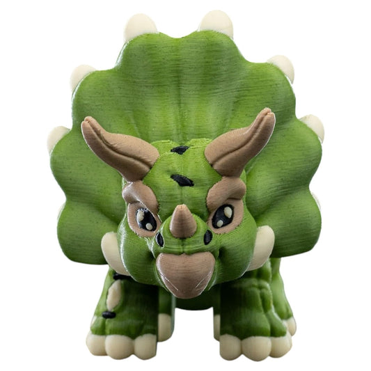 Articulated Triceratops Dinosaur Fidget Figurine – Cute Poseable Dino Collectible for Desk or Shelf – 3D Printed in Canada