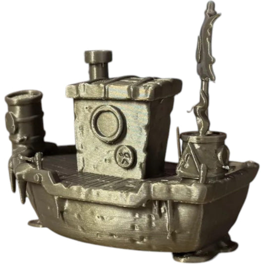 Wasteland Tugboat – Oozing Industrial Boat Sculpture for Display, Gifting & Conversation – 3D Printed in Canada