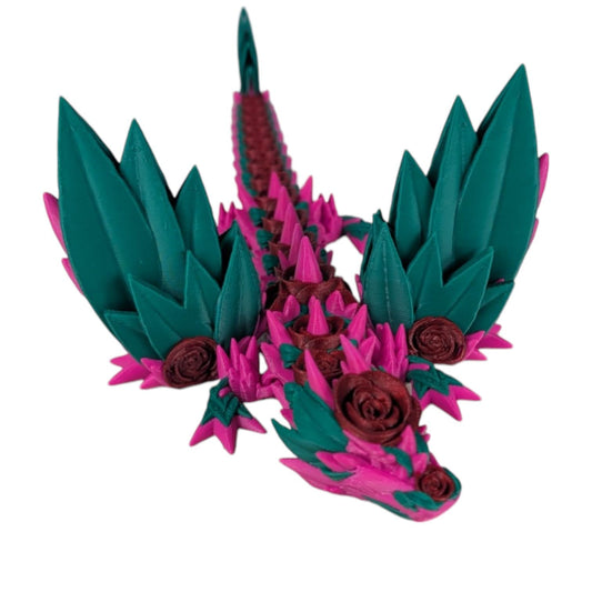 Articulated RoseWing Dragon Figurine – Poseable Desk Toy, Fidget Stress Relief, Fantasy Collectible for Teens & Adults - Made in Canada