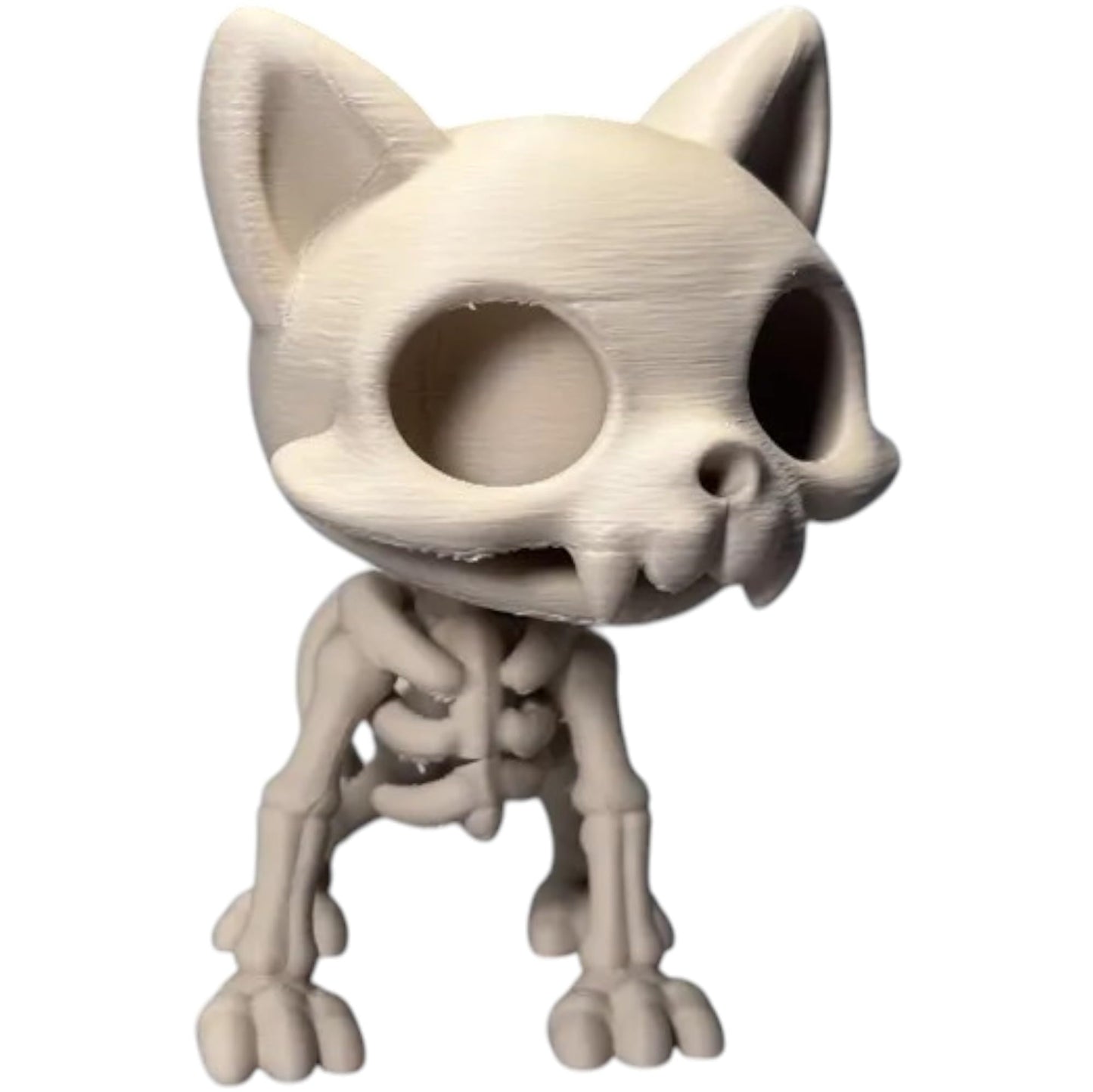 Chibi Skeleton Cat Figurine – Cute Creepy Undead Feline Collectible for Gothic Shelf or Desk Décor – 3D Printed in Canada