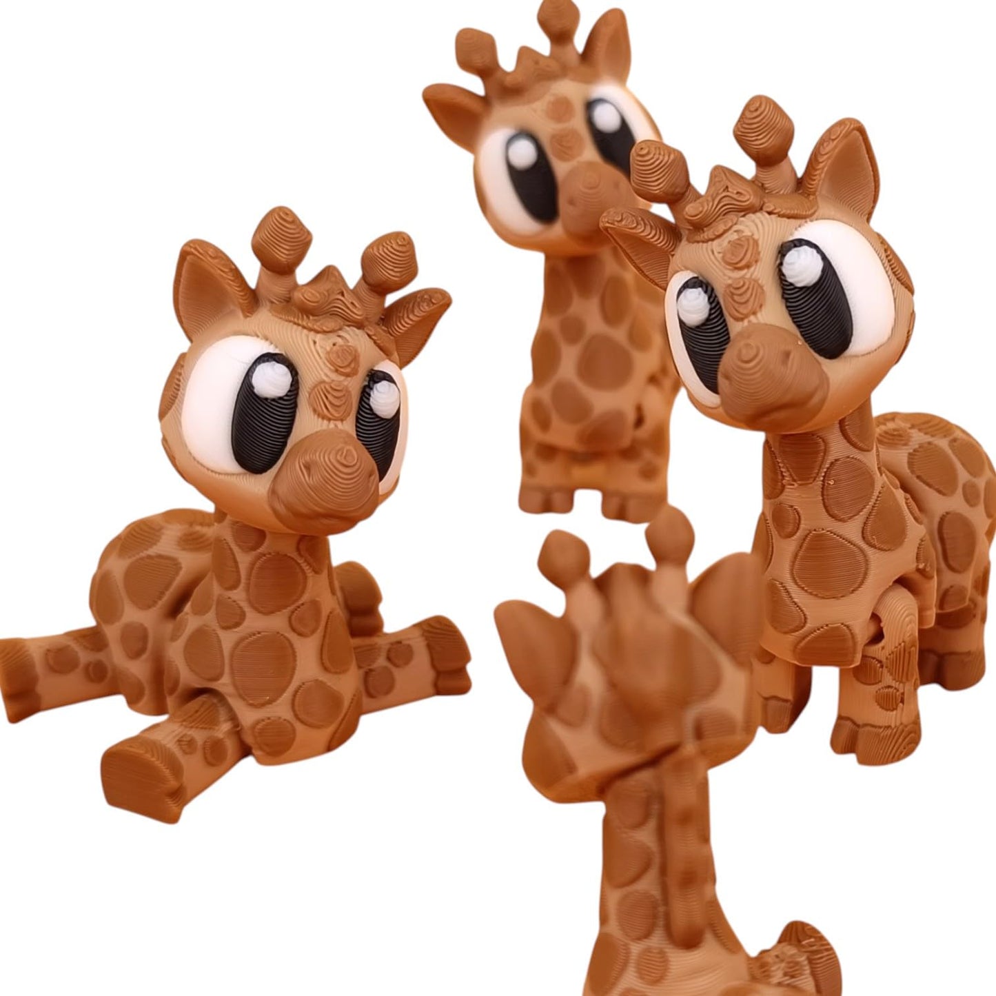 5-Pack Mini Baby Giraffe Figurines – Articulated Desk Pet Safari Animals, Collectible Pocket Giraffes, Fidget Toys for Teens & Adults – 2 Inch Poseable Figures – 3D Printed in Canada