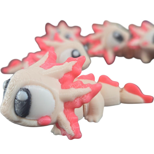 5-Pack Mini Baby Axolotl Figurines – Articulated Desk Pet Critters, Collectible Pocket Marsupials, Fidget Toys for Teens & Adults – 2 Inch Poseable Figures – 3D Printed in Canada