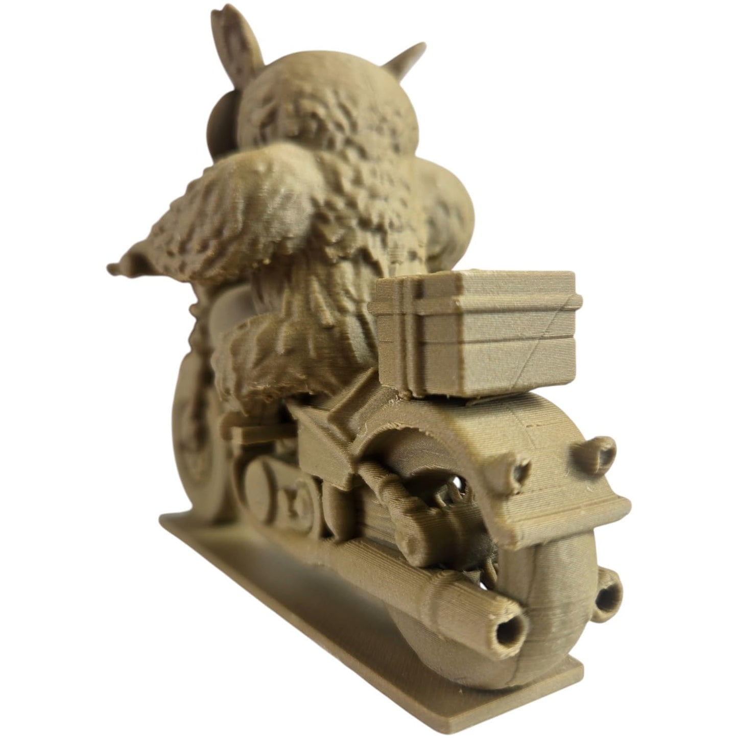 Night Biker Owl Figurine – Fantasy Motorcycle Statue – Badass Desk Ornament or Painting Miniature – Unique Owl on Bike Model – 3D Printed in Canada