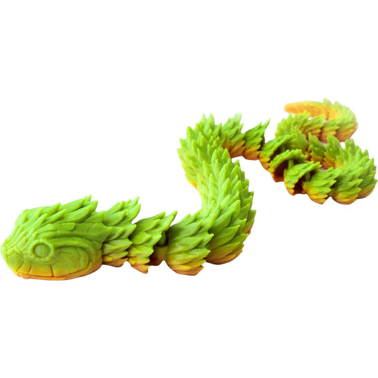Articulated Bush Viper Figurine – Poseable Snake-Inspired Fantasy Creature for Display, Fidgeting & DIY Painting – 3D Printed in Canada