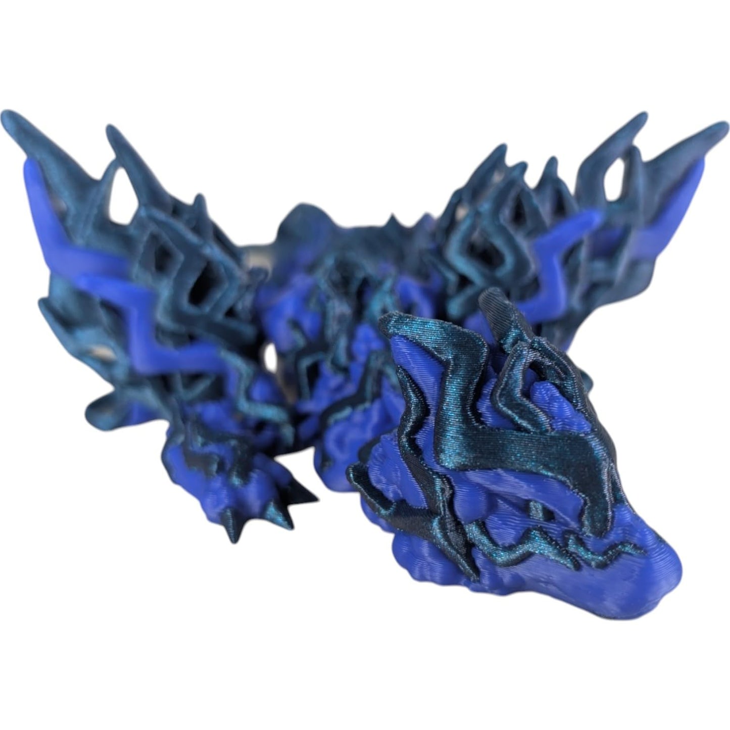 Articulated Stormwing Dragon Figurine – Articulating 3D Printed Blue & Cyan Fidget Toy – Desk Accessory for Teens and Adults – Stress Relief & Collectible – 3D Printed in Canada