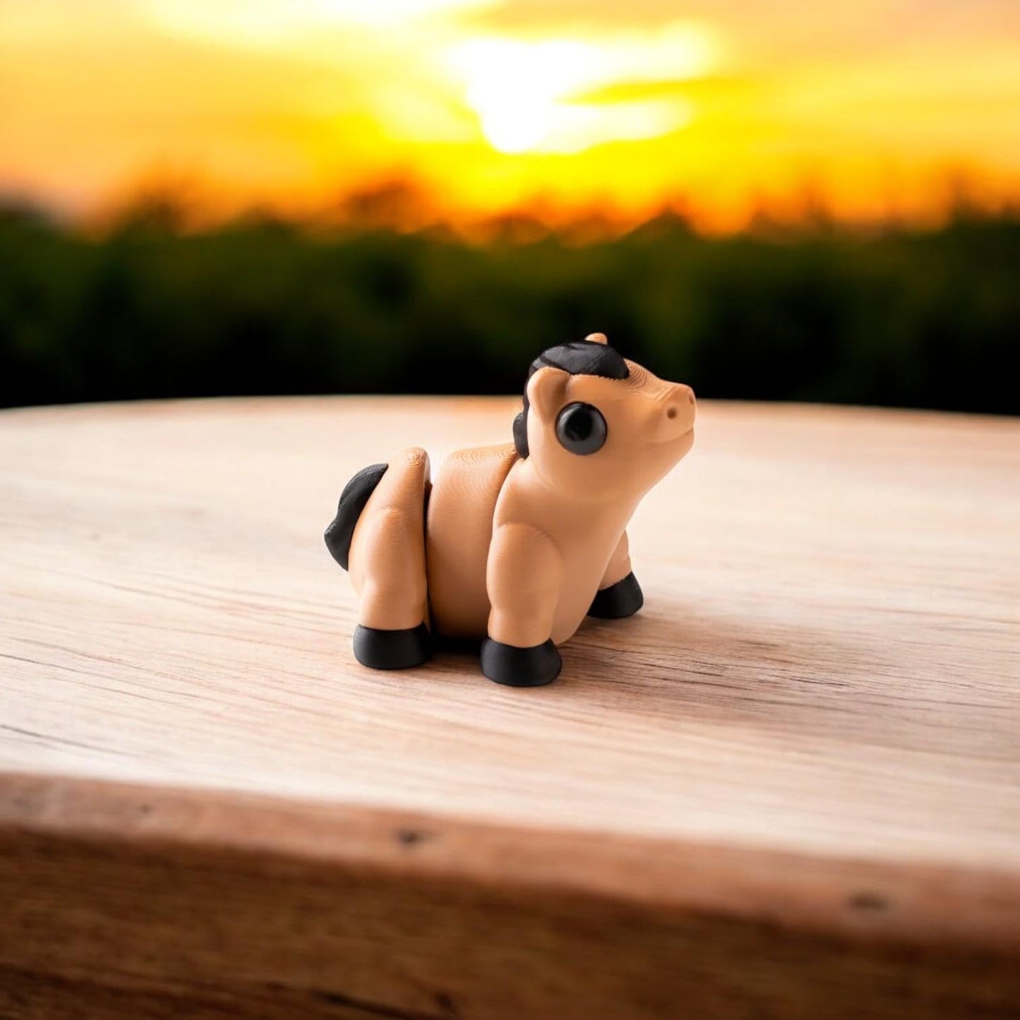Tiny Horse Figurines – Pack of 5 Mini Articulated Farm Animal Fidgets with Wiggly Bodies – Cute Collectible Desk Pets for Teens & Adults – 3D Printed in Canada