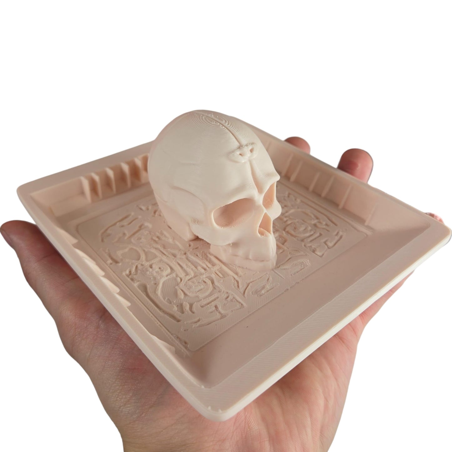 Skull Catch-All Tray โ Gothic Desk Organizer with 3D Skull Accent for Keys, Coins, Dice, or Jewelry โ 3D Printed in Canada